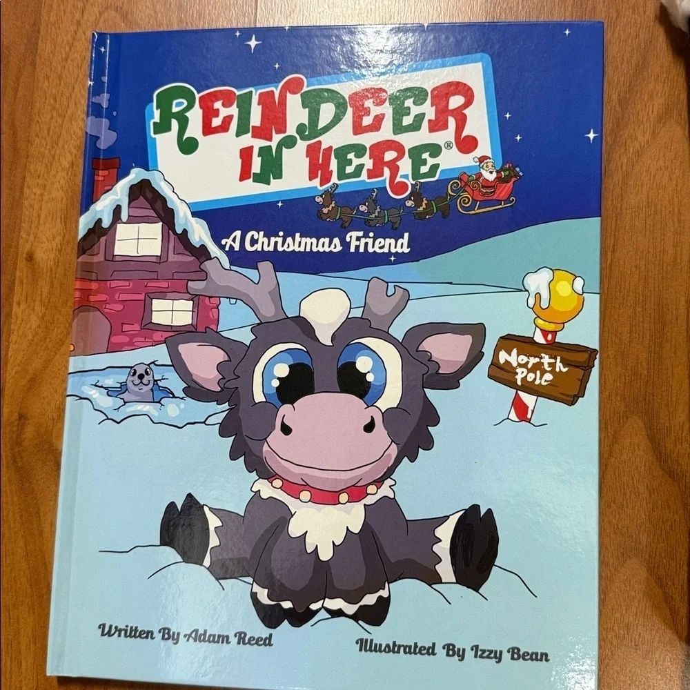 Reindeer in here Christmas book and matching thermal slipper socks NWT